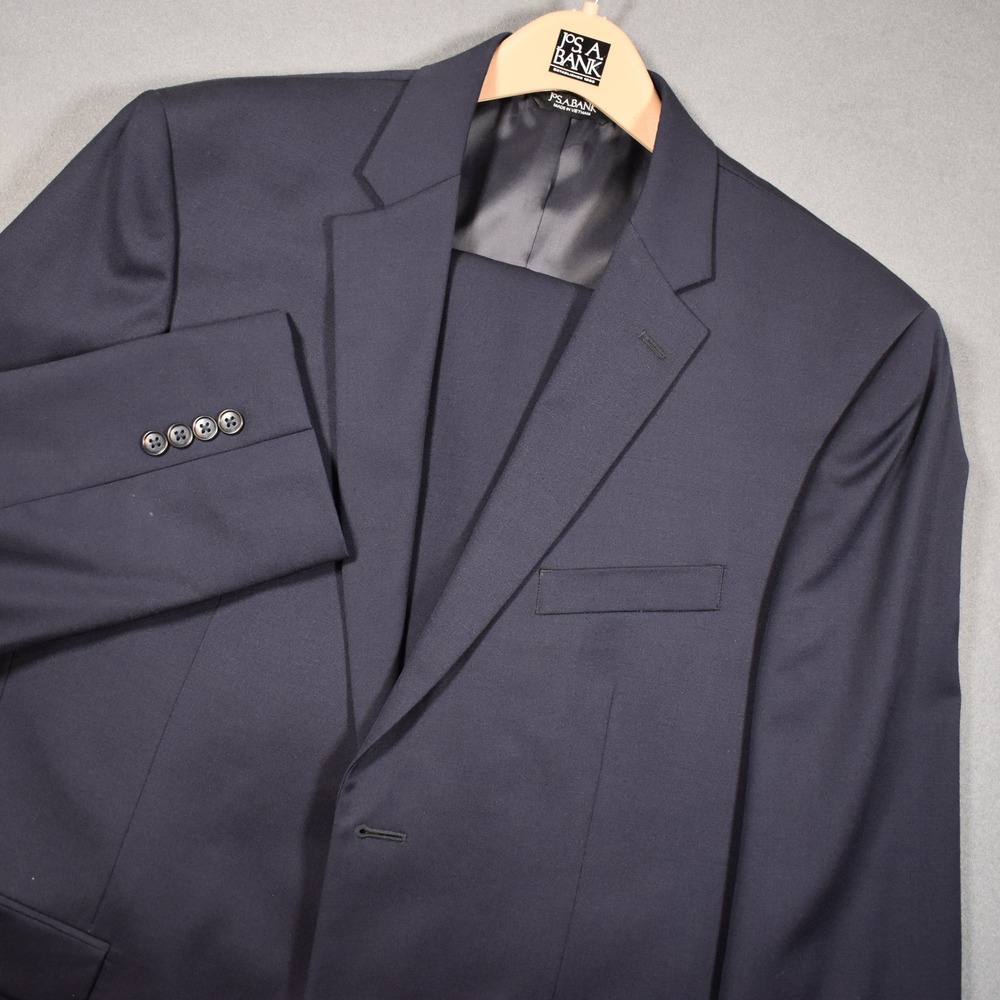 Jos A Bank Executive Navy Blue 100% Wool Suit 42R 36x30 2 Piece
